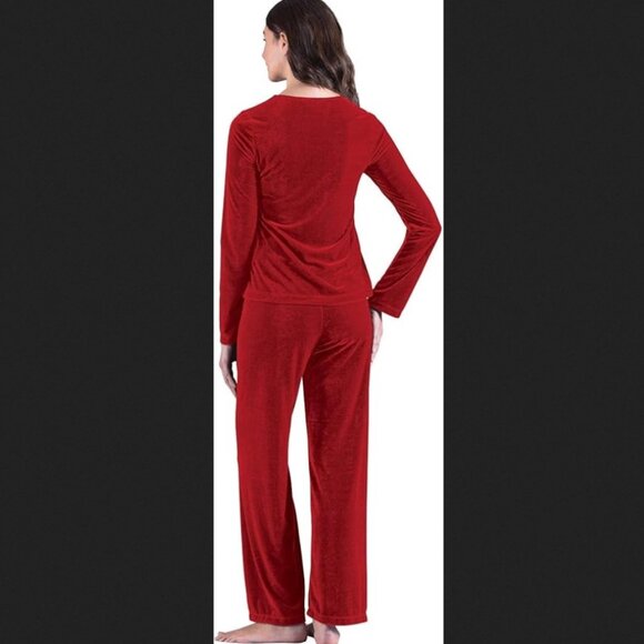 NWT Pajamagram Vintage Velour Ruby Red Long Sleeve PJ Set, XS - Picture 2 of 11